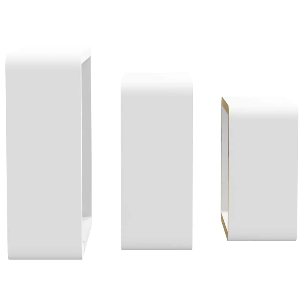 323952 vidaXL Wall Cube Shelves 3 pcs White MDF