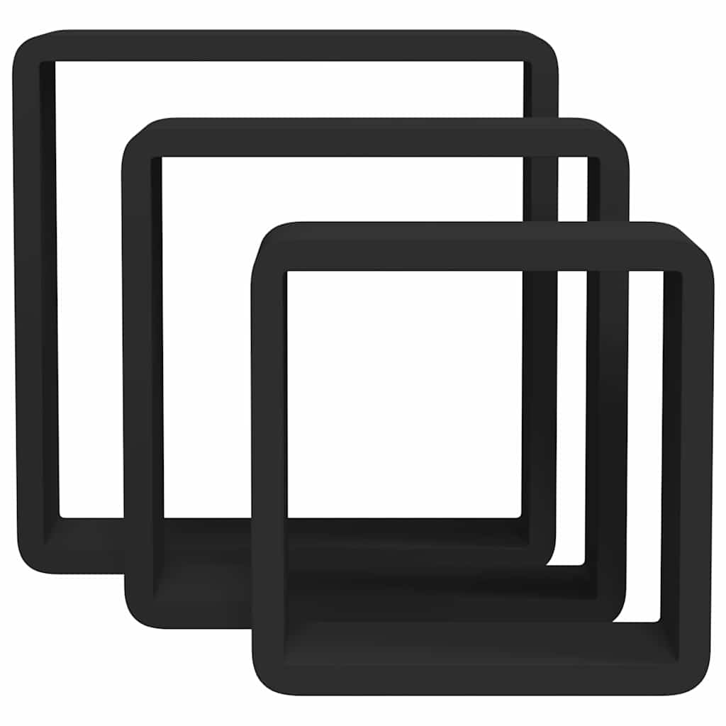 323953 vidaXL Wall Cube Shelves 3 pcs Black MDF
