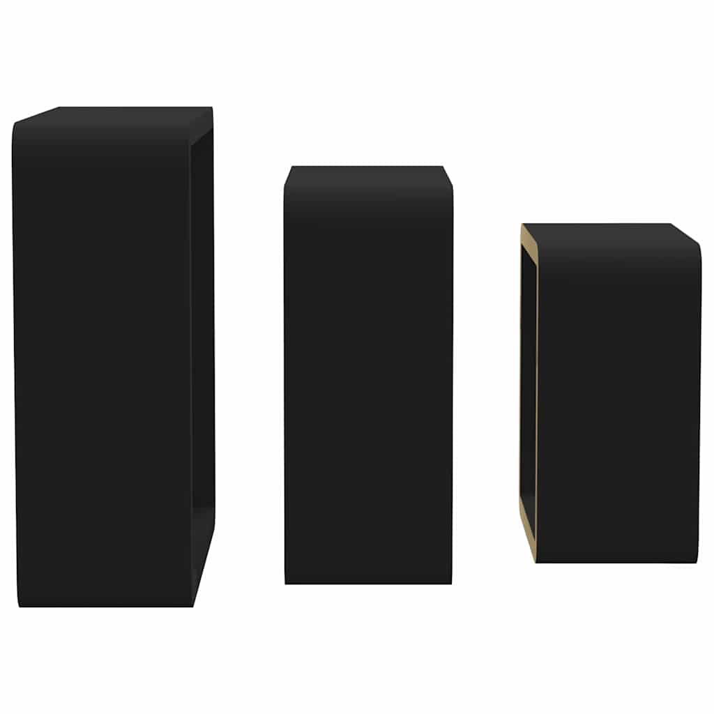 323953 vidaXL Wall Cube Shelves 3 pcs Black MDF