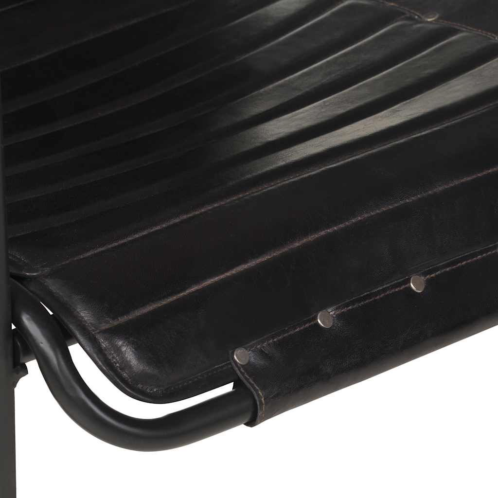 Relaxing Armchair with a Footrest Black Real Leather