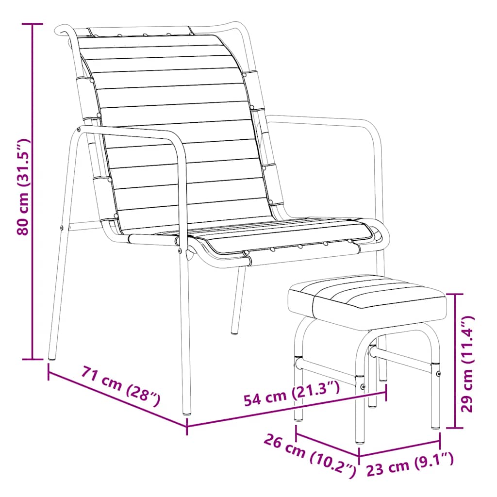 Relaxing Armchair with a Footrest Black Real Leather