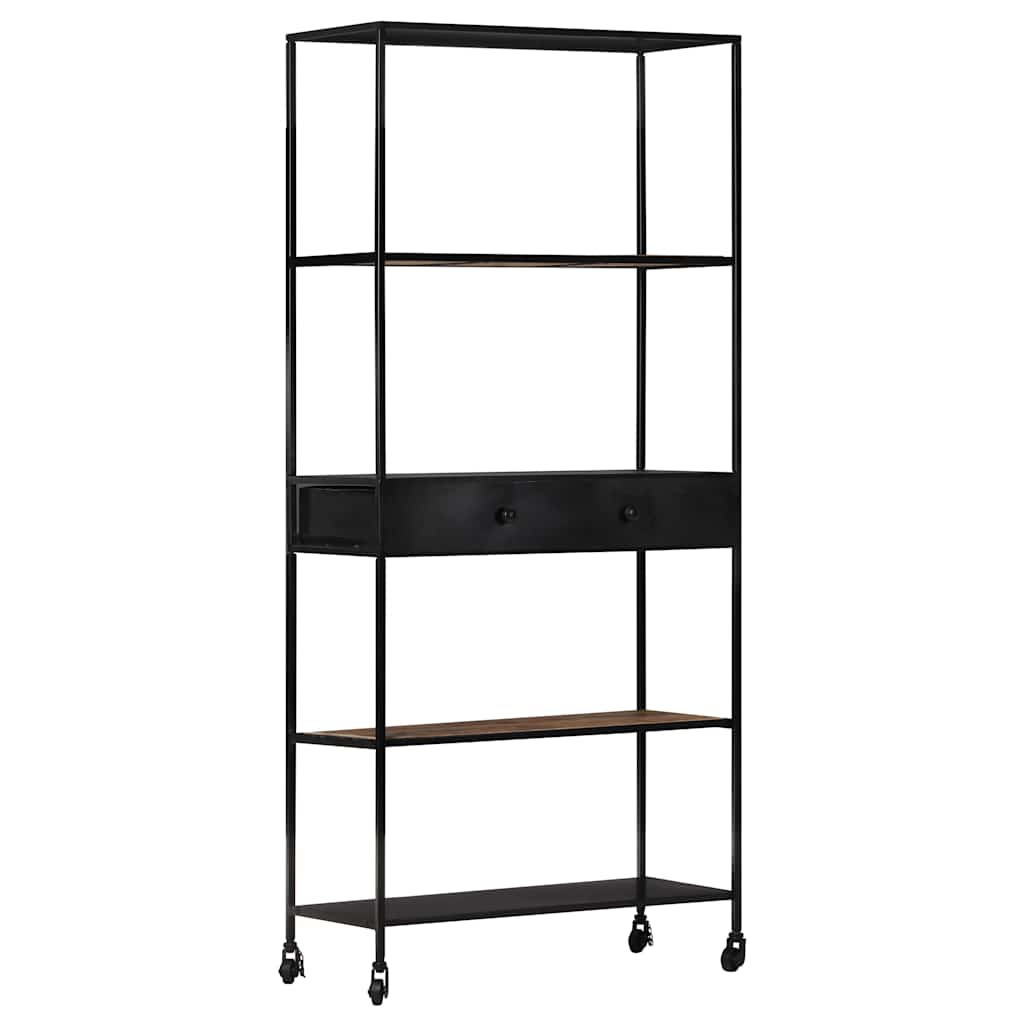 Book Cabinet 80x35x180 cm Rough Mango Wood & Iron