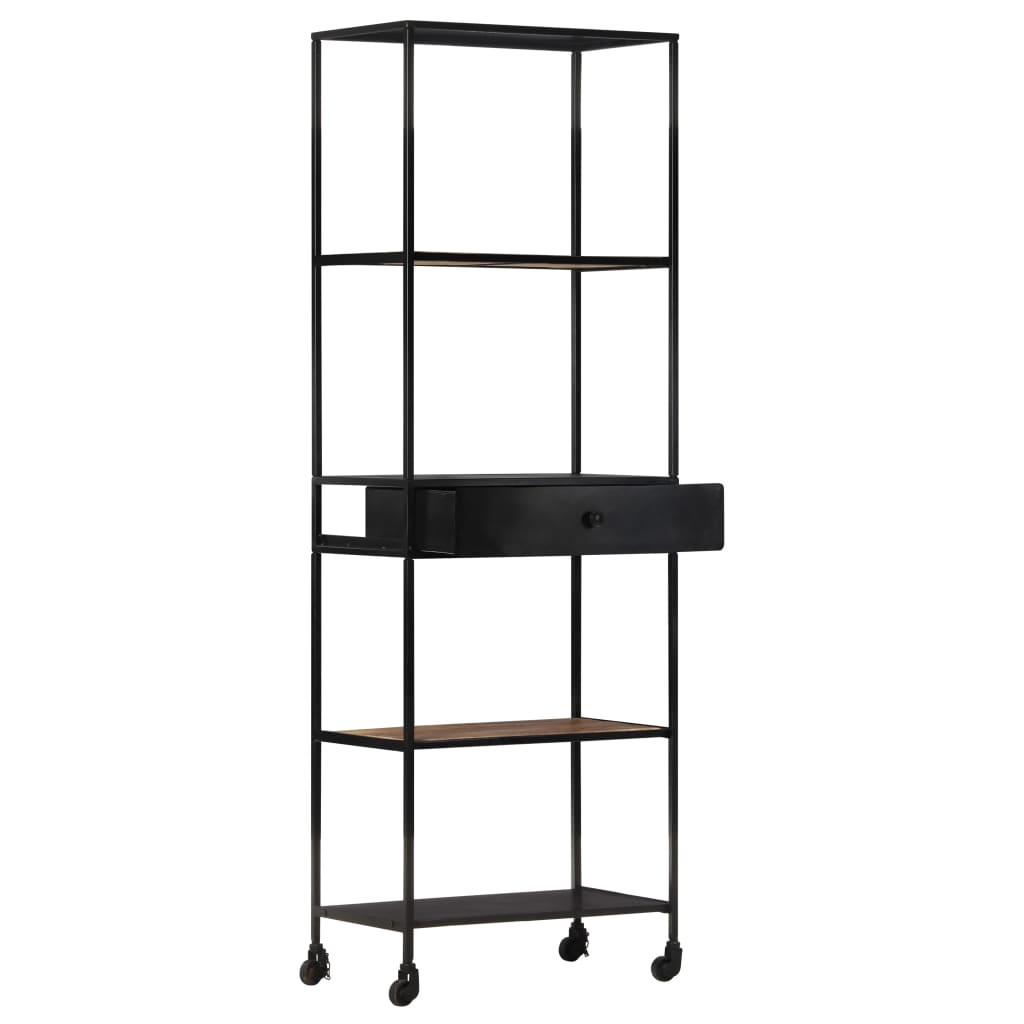 Book Cabinet 60x35x180 cm Rough Mango Wood & Iron