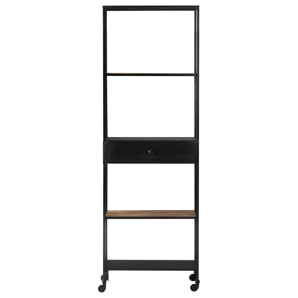 Book Cabinet 60x35x180 cm Rough Mango Wood & Iron