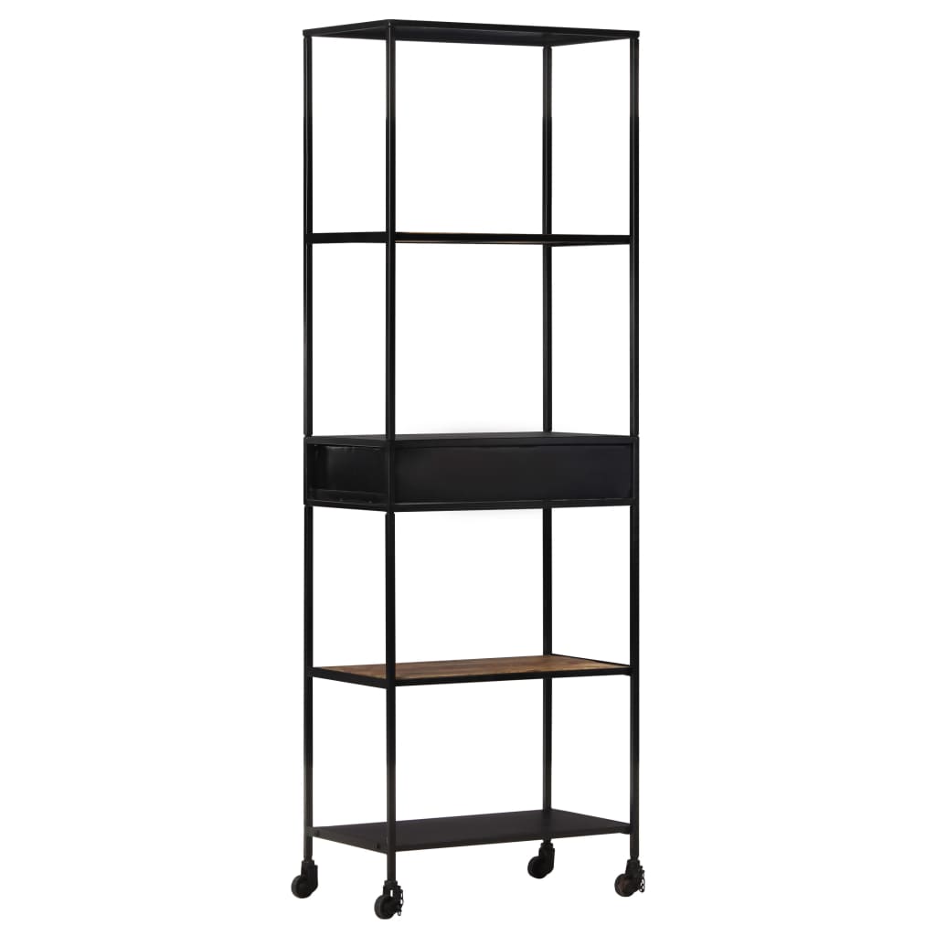 Book Cabinet 60x35x180 cm Rough Mango Wood & Iron