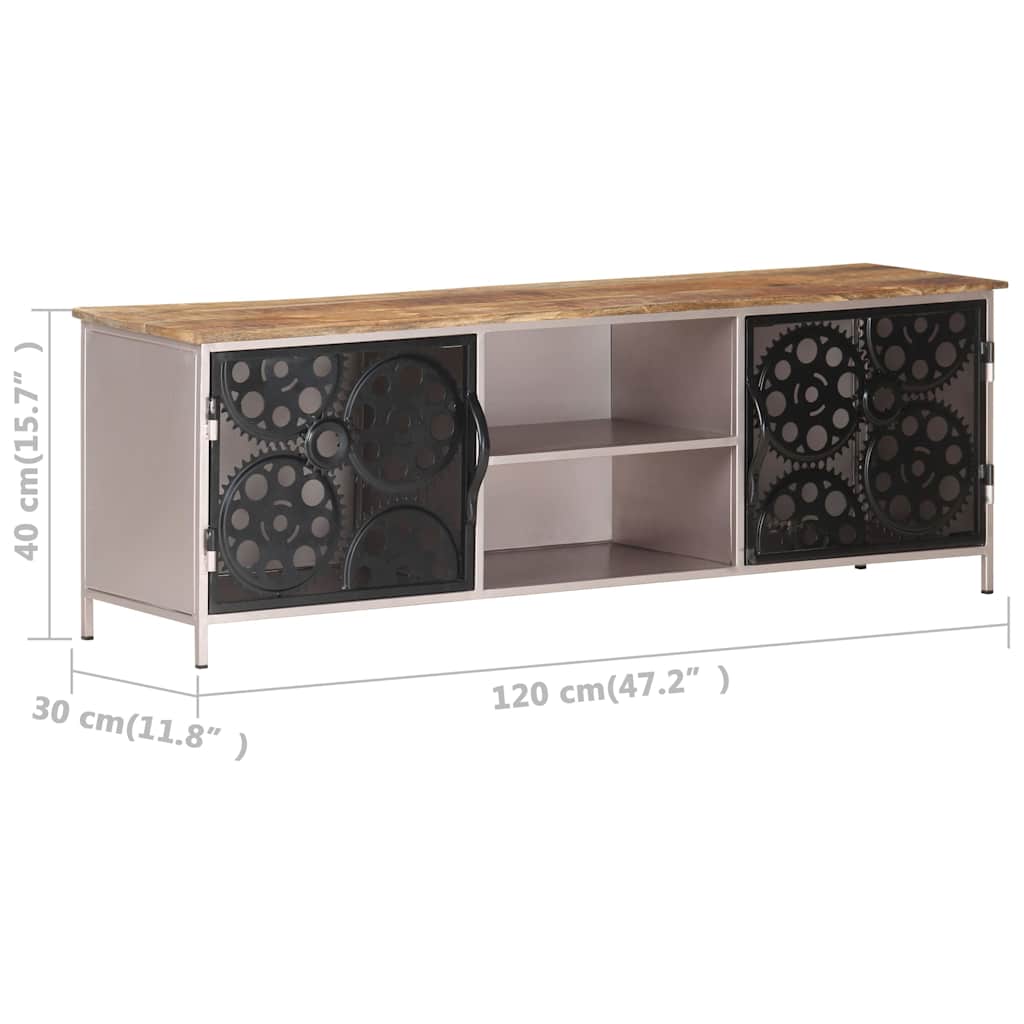 323737 vidaXL TV Cabinet 120x30x40 cm Rough Mango Wood