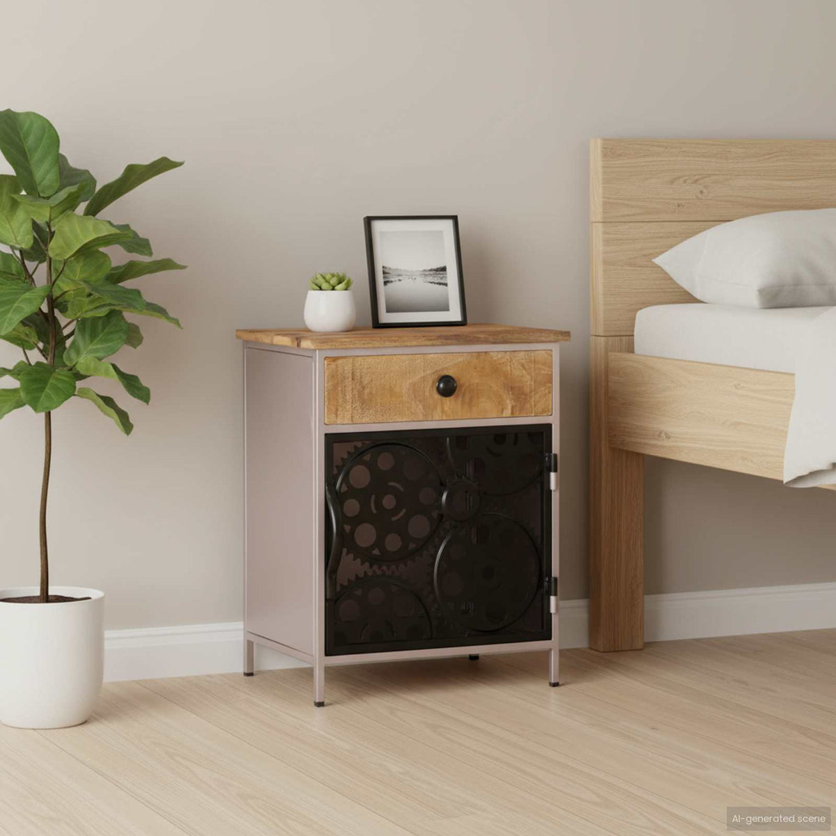 323738 vidaXL Bedside Cabinet 40x30x50 cm Rough Mango Wood