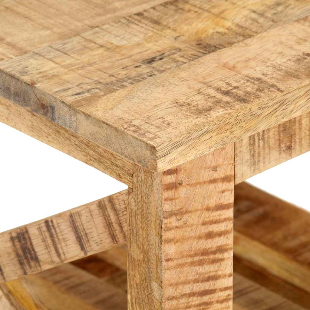 320936 vidaXL Side Table with Wheels 40x40x42 cm Rough Mango Wood