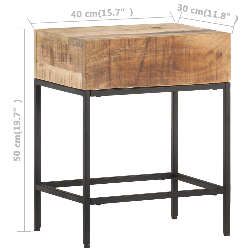 320938 vidaXL Side Table 40x30x50 cm Solid Rough Mango Wood
