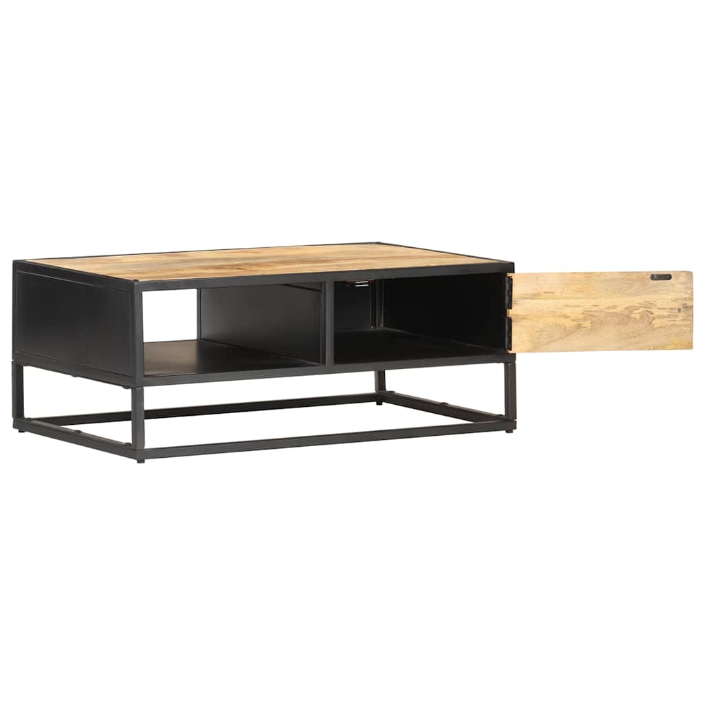 320946 vidaXL Coffee Table with Carved Door 90x55x36 cm Rough Mango Wood