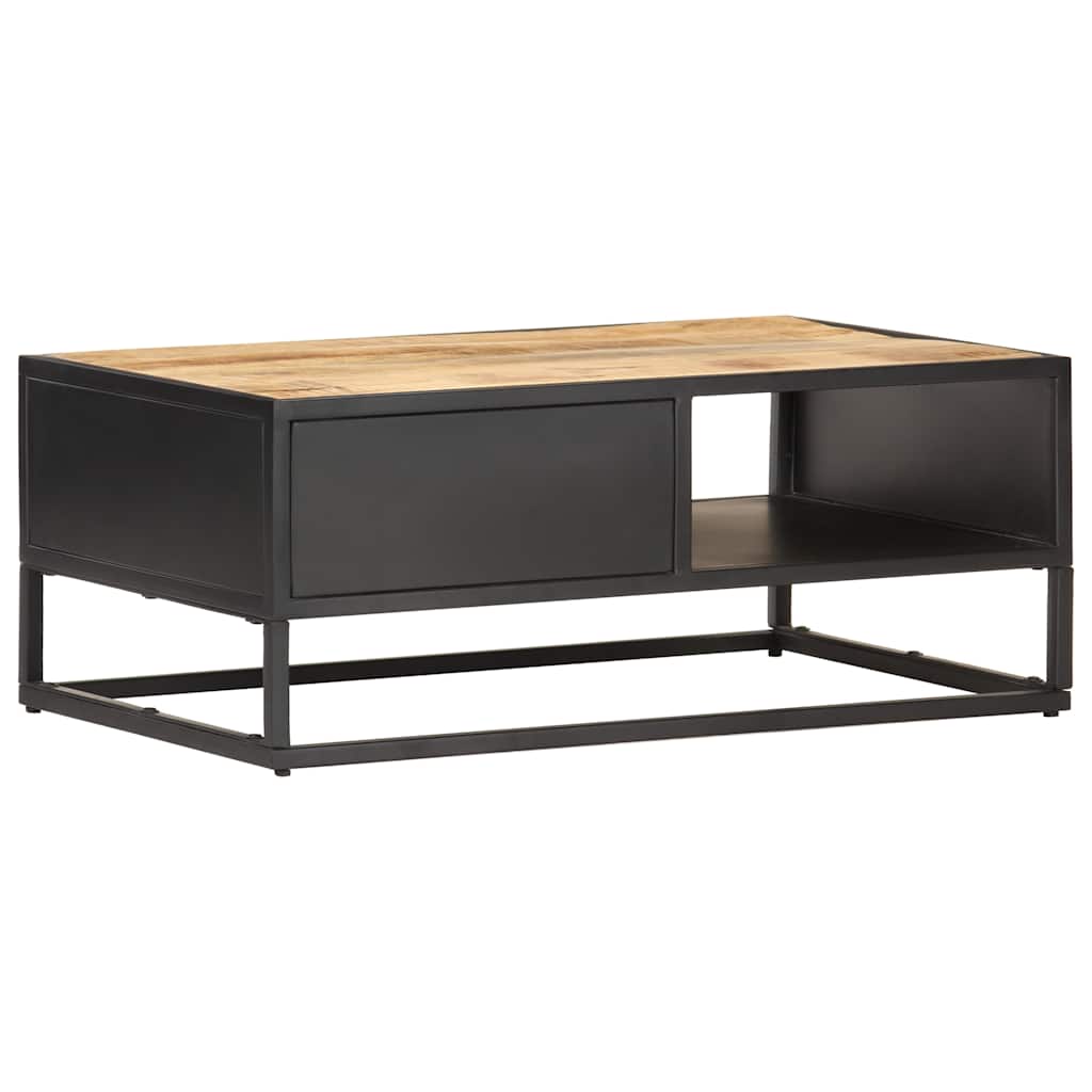 320946 vidaXL Coffee Table with Carved Door 90x55x36 cm Rough Mango Wood