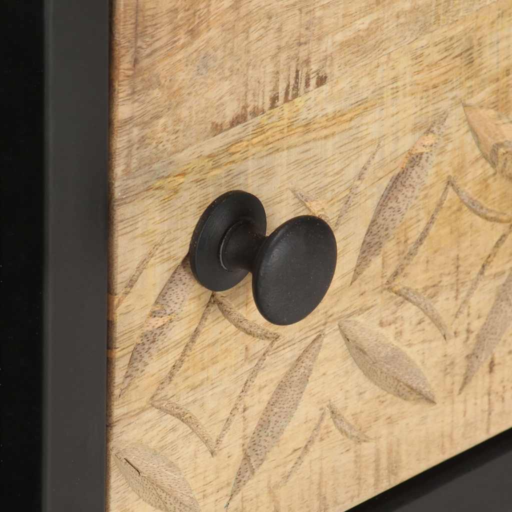 320946 vidaXL Coffee Table with Carved Door 90x55x36 cm Rough Mango Wood