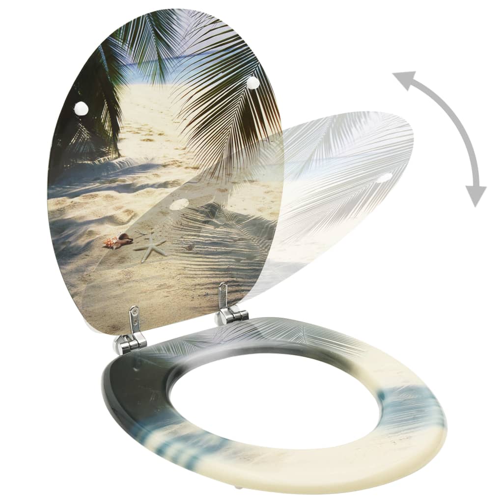 vidaXL WC Toilet Seats with Lid 2 pcs MDF Beach Design