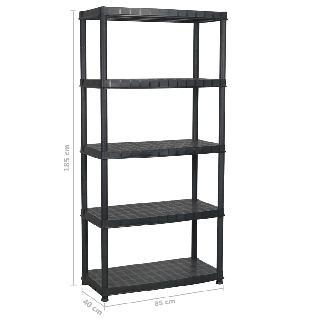 vidaXL Storage Shelf 5-Tier Black 85x40x185 cm Plastic