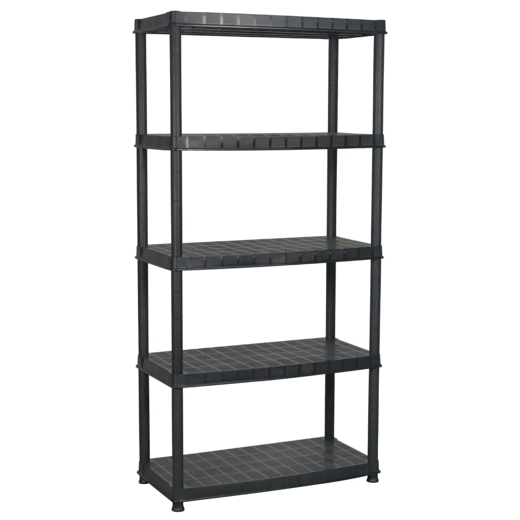 vidaXL Storage Shelf 5-Tier Black 91.5x45.7x185 cm Plastic