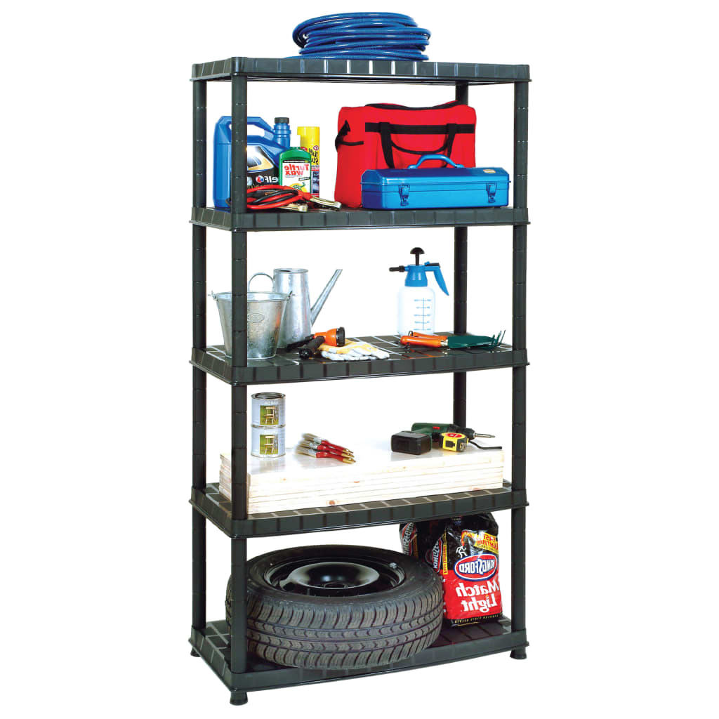 vidaXL Storage Shelf 5-Tier Black 91.5x45.7x185 cm Plastic