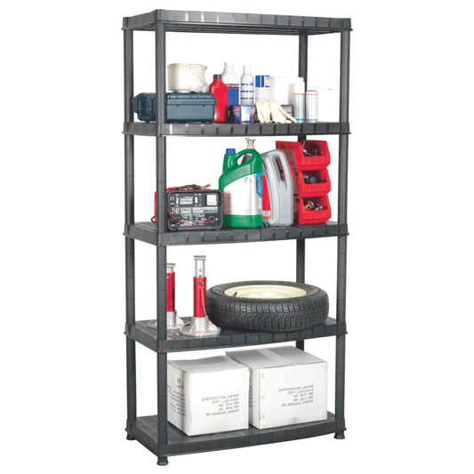 vidaXL Storage Shelf 5-Tier Black 91.5x45.7x185 cm Plastic