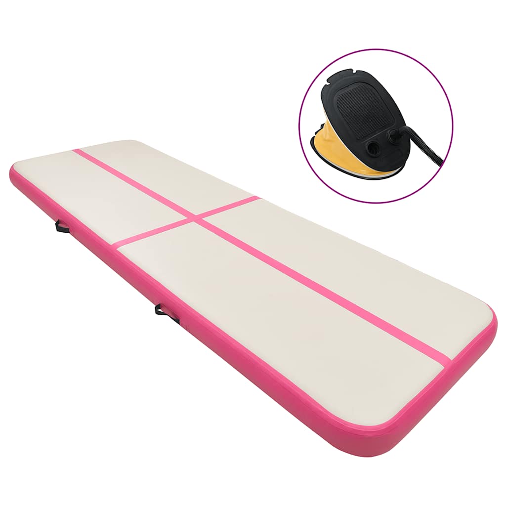 Inflatable Gymnastics Mat with Pump 600x100x15 cm PVC Pink