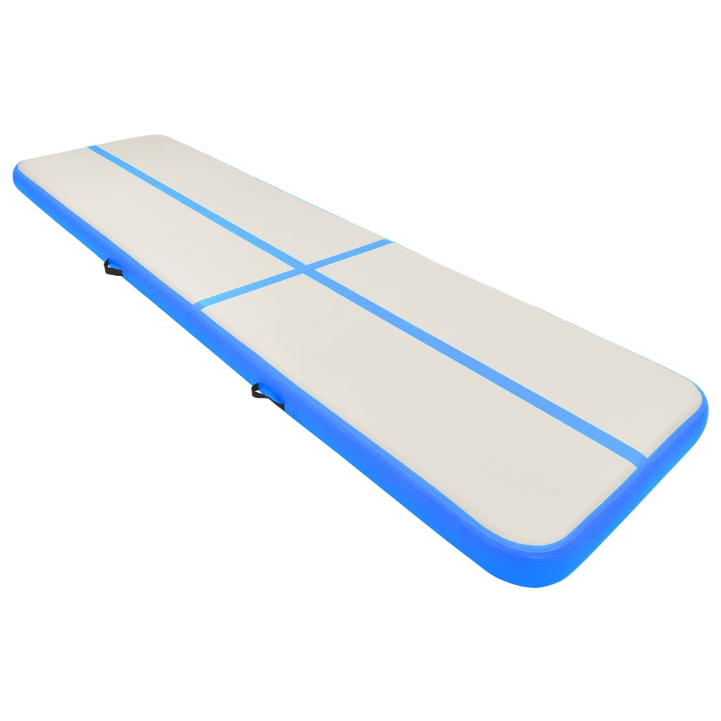 vidaXL Inflatable Gymnastics Mat with Pump 800x100x15 cm PVC Blue