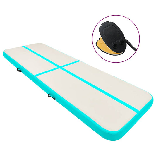 Inflatable Gymnastics Mat with Pump 600x100x20 cm PVC Green