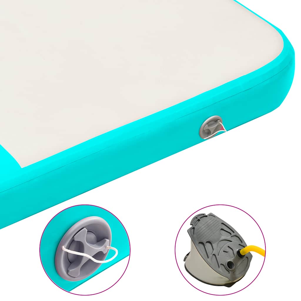 Inflatable Gymnastics Mat with Pump 200x200x15 cm PVC Green