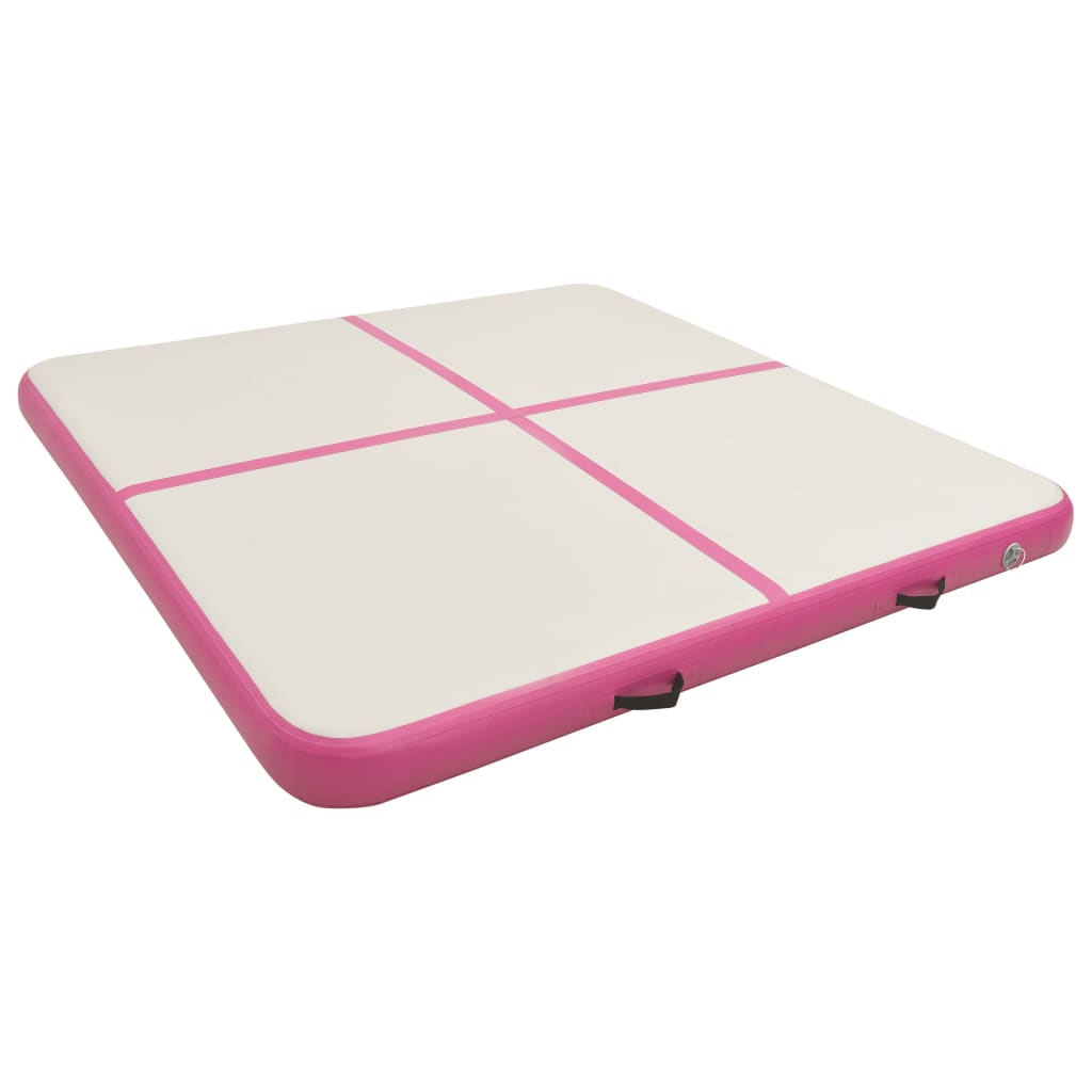 vidaXL Inflatable Gymnastics Mat with Pump 200x200x20 cm PVC Pink