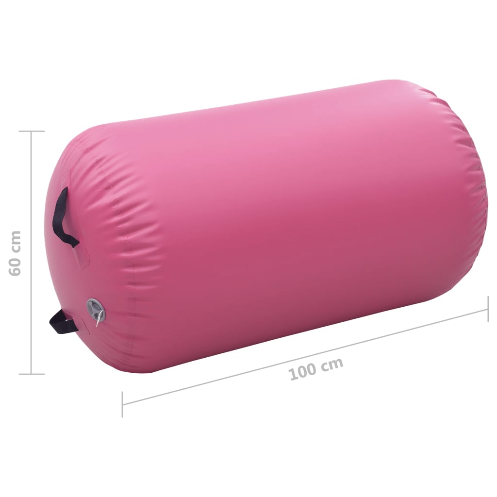 vidaXL Inflatable Gymnastic Roll with Pump 100x60 cm PVC Pink