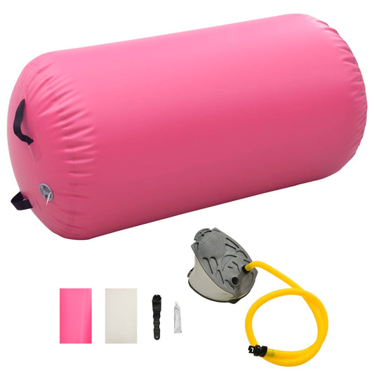 vidaXL Inflatable Gymnastic Roll with Pump 120x75 cm PVC Pink
