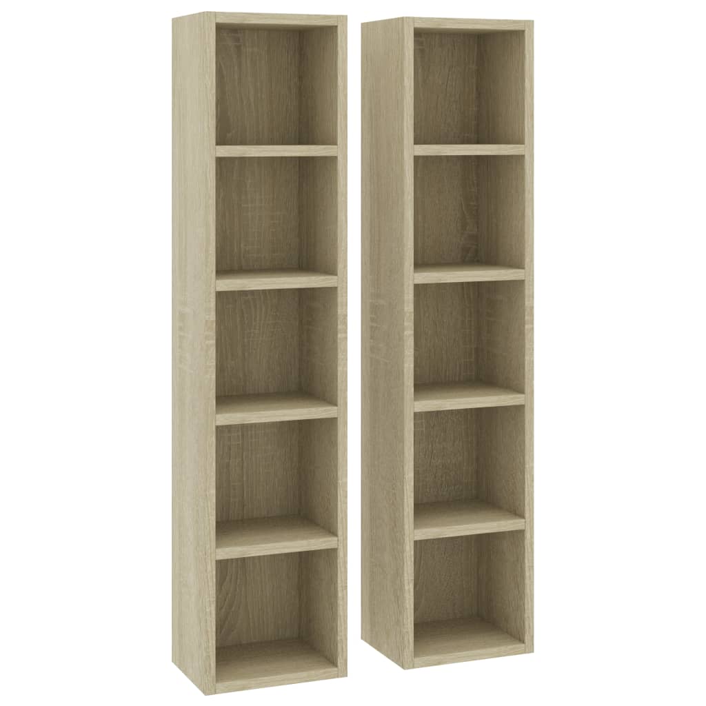 vidaXL CD Cabinets 2 pcs Sonoma Oak 21x16x93.5 cm Engineered Wood