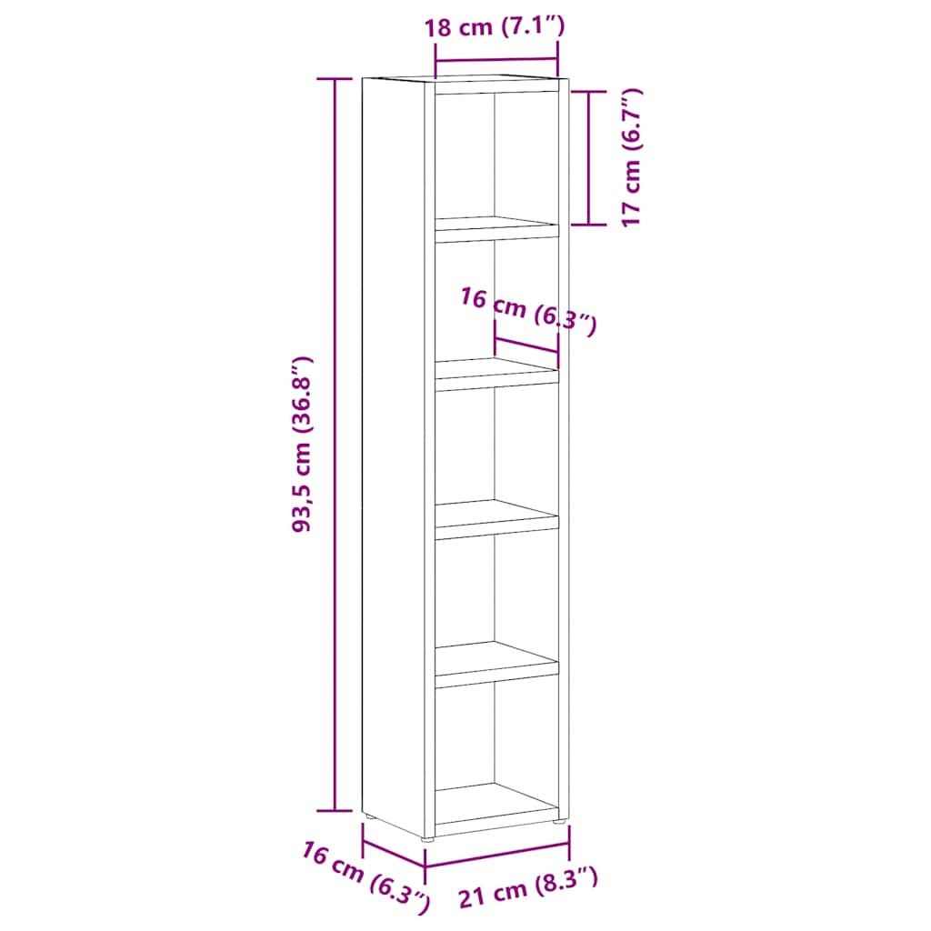 vidaXL CD Cabinets 2 pcs Sonoma Oak 21x16x93.5 cm Engineered Wood