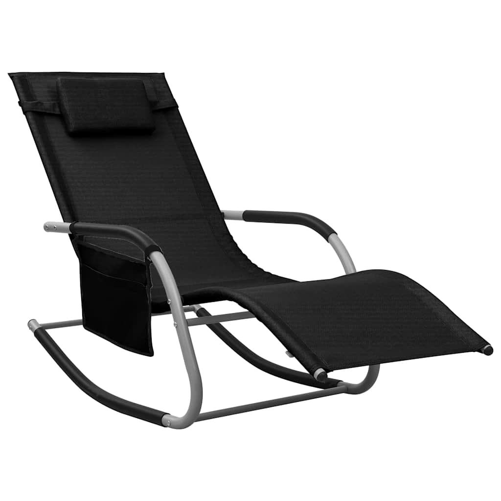 Sun Lounger | Set of 2 | Black and Grey | Textilene | Standard