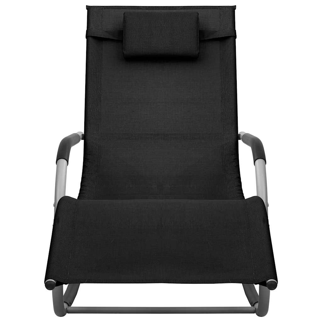 Sun Lounger | Set of 2 | Black and Grey | Textilene | Standard