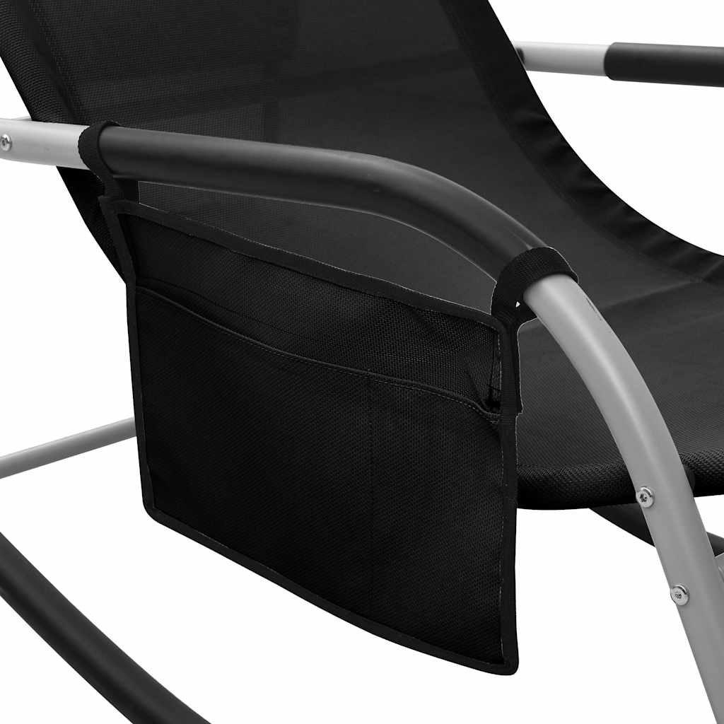 Sun Lounger | Set of 2 | Black and Grey | Textilene | Standard