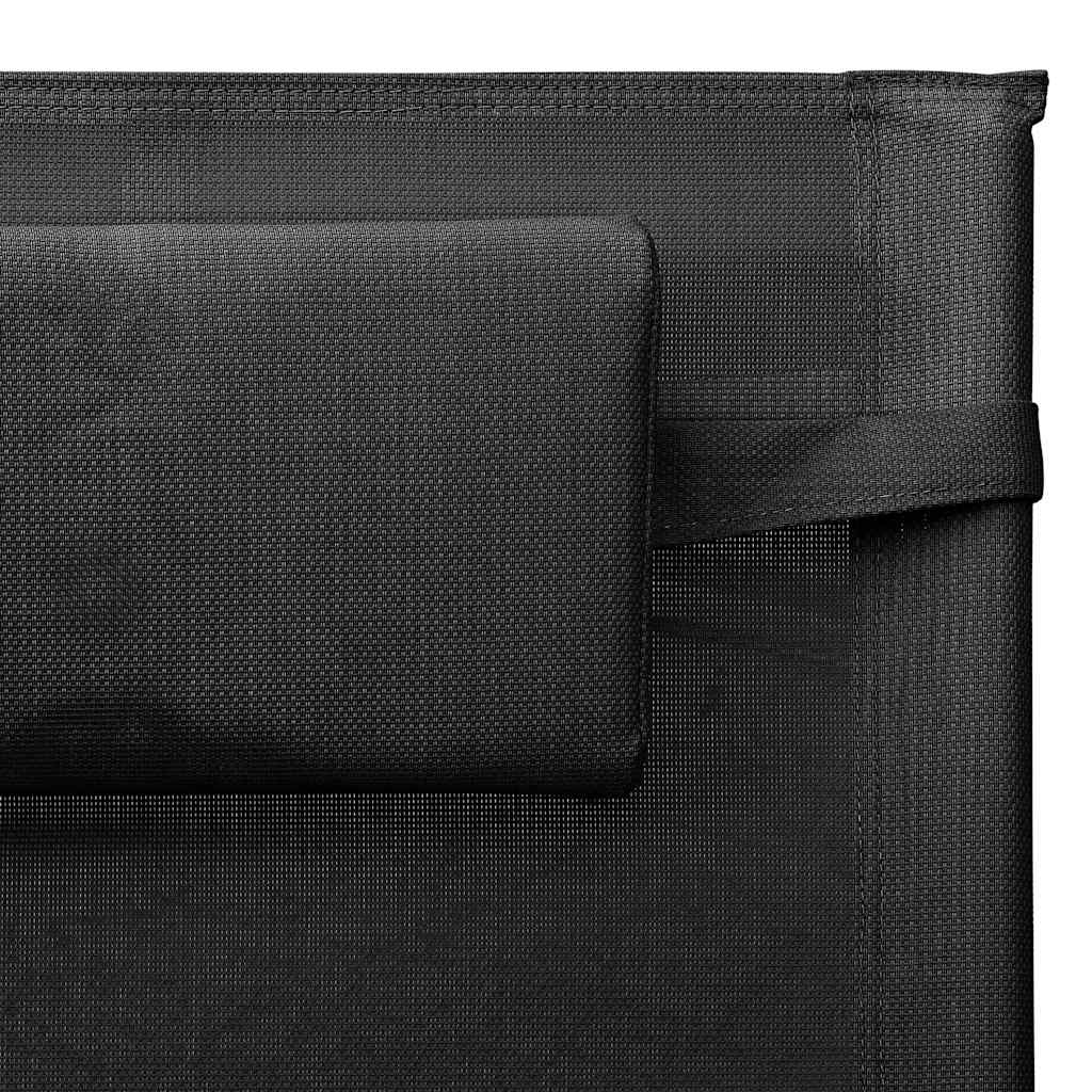 Sun Lounger | Set of 2 | Black and Grey | Textilene | Standard