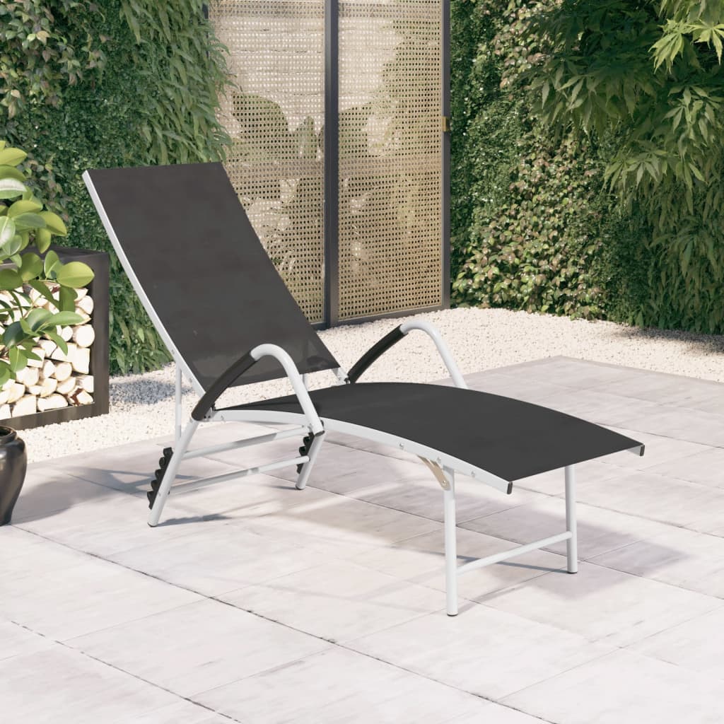 Sun Lounger | Black and silver | Textilene and aluminium | Standard