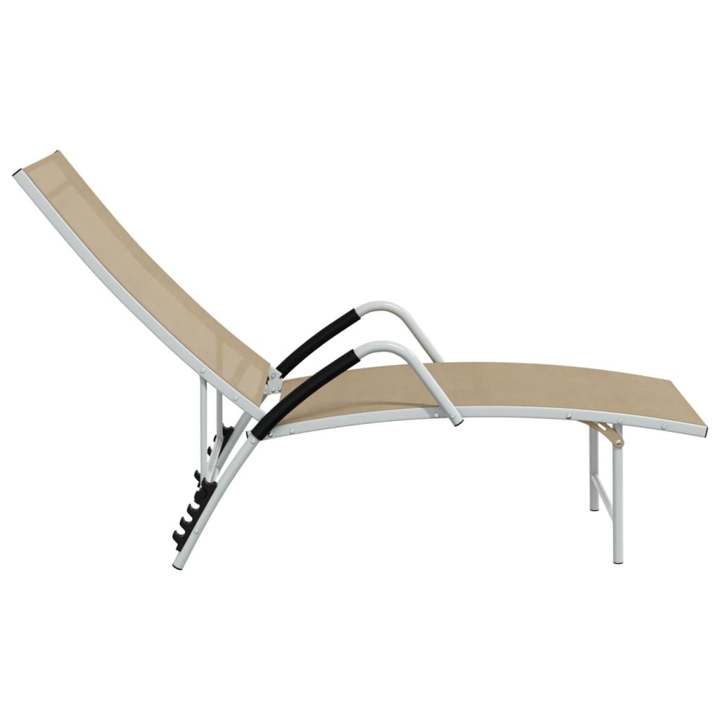 vidaXL Sun Lounger Textilene and Aluminium Cream