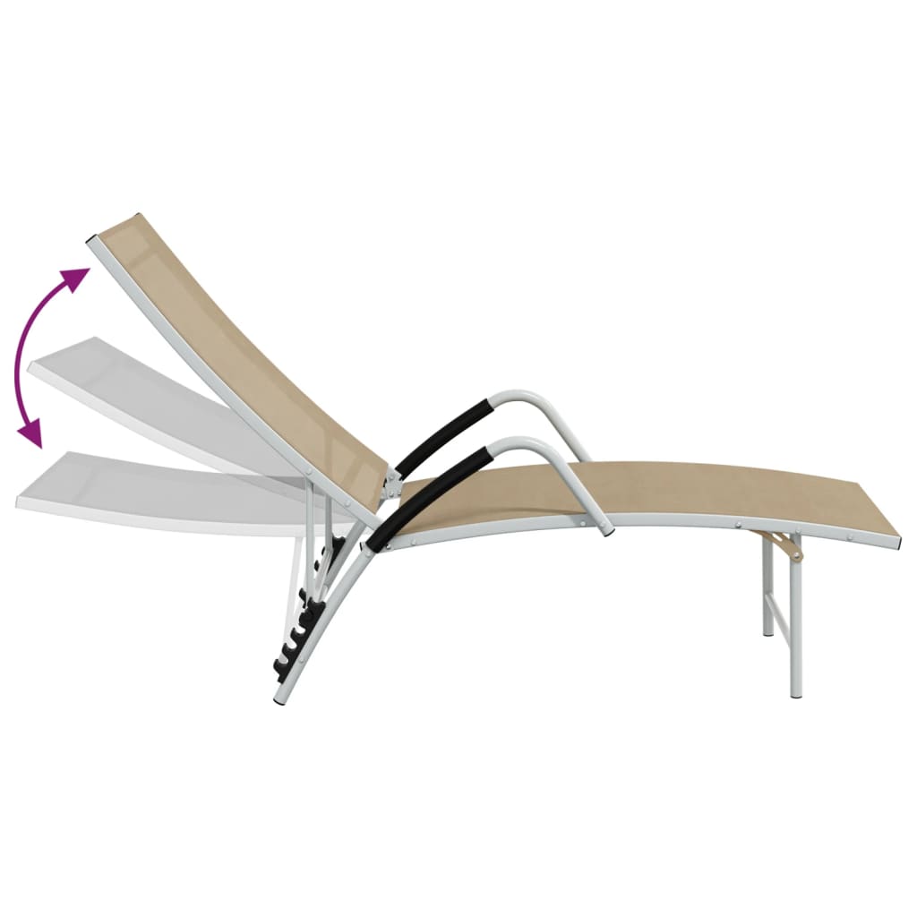 vidaXL Sun Lounger Textilene and Aluminium Cream