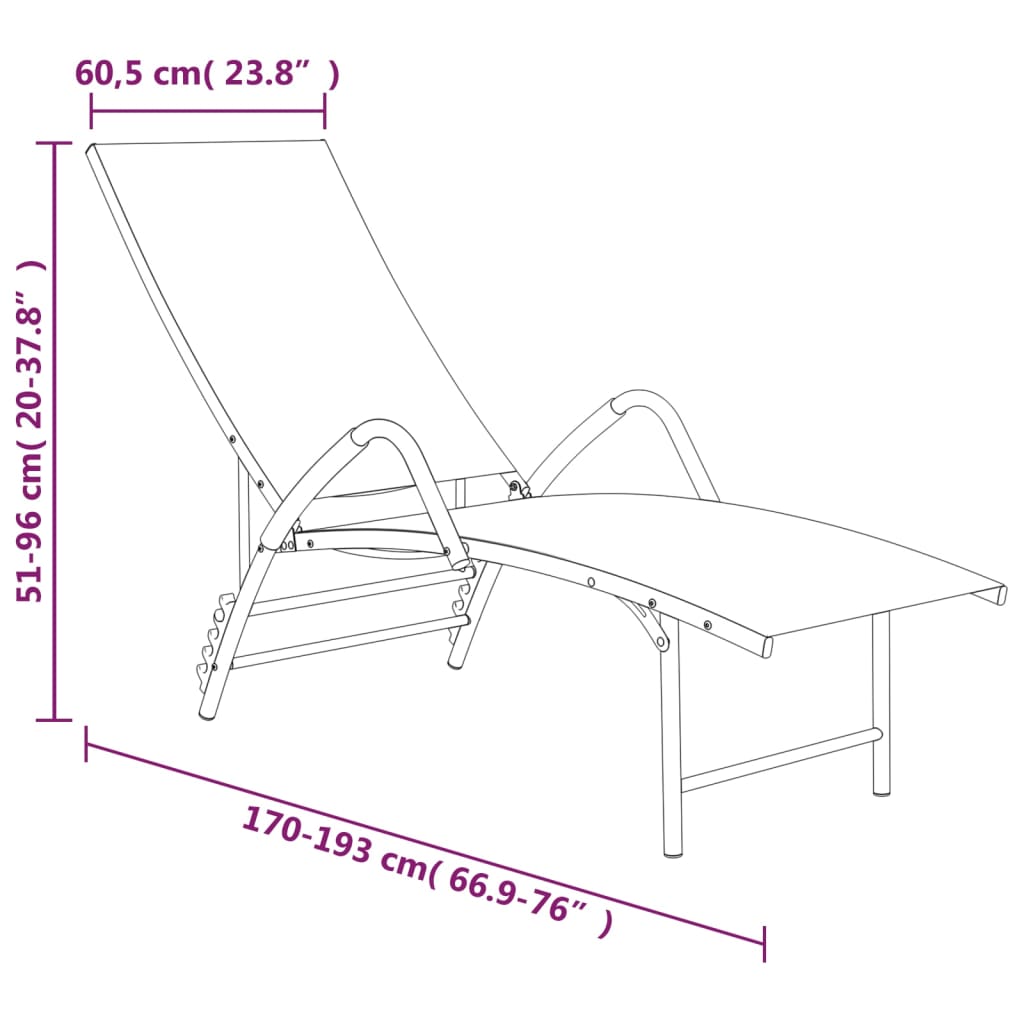 vidaXL Sun Lounger Textilene and Aluminium Cream