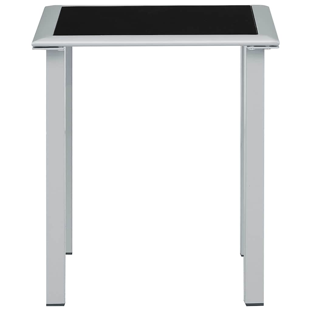 310541 vidaXL Garden Table Black and Silver 41x41x45 cm Steel and Glass