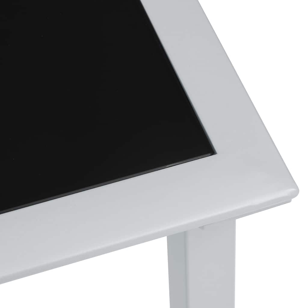 Garden Table Black and Silver 41x41x45 cm Steel and Glass