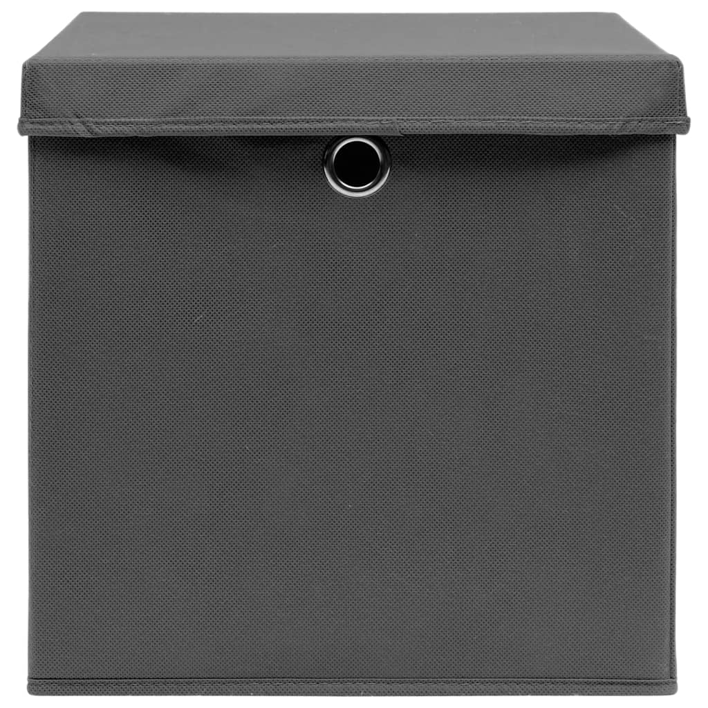 vidaXL Storage Boxes with Covers 10 pcs 28x28x28 cm Grey