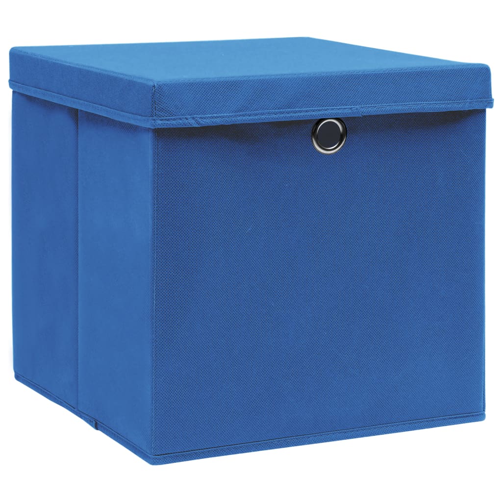 Storage Boxes with Covers 4 pcs 28x28x28 cm Blue