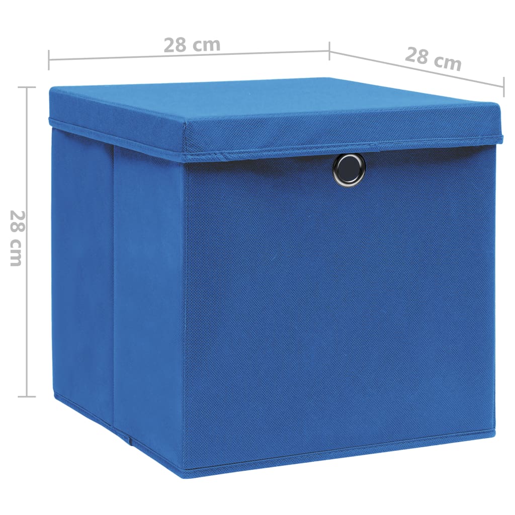 Storage Boxes with Covers 4 pcs 28x28x28 cm Blue