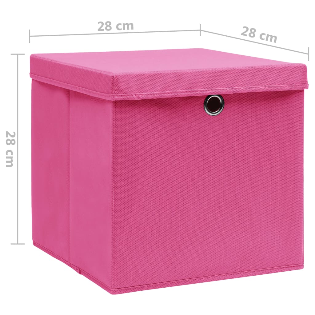 vidaXL Storage Boxes with Covers 10 pcs 28x28x28 cm Pink