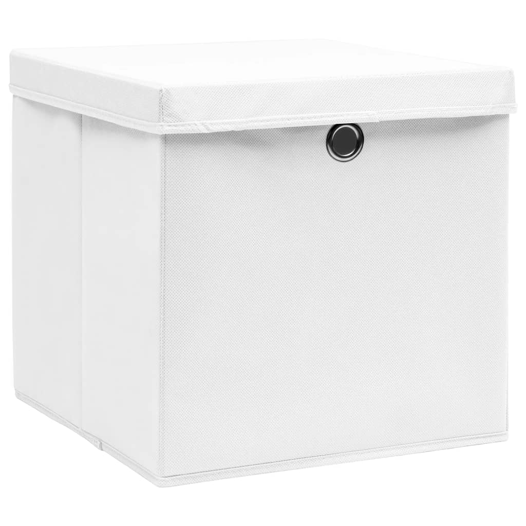 vidaXL Storage Boxes with Covers 4 pcs 28x28x28 cm White