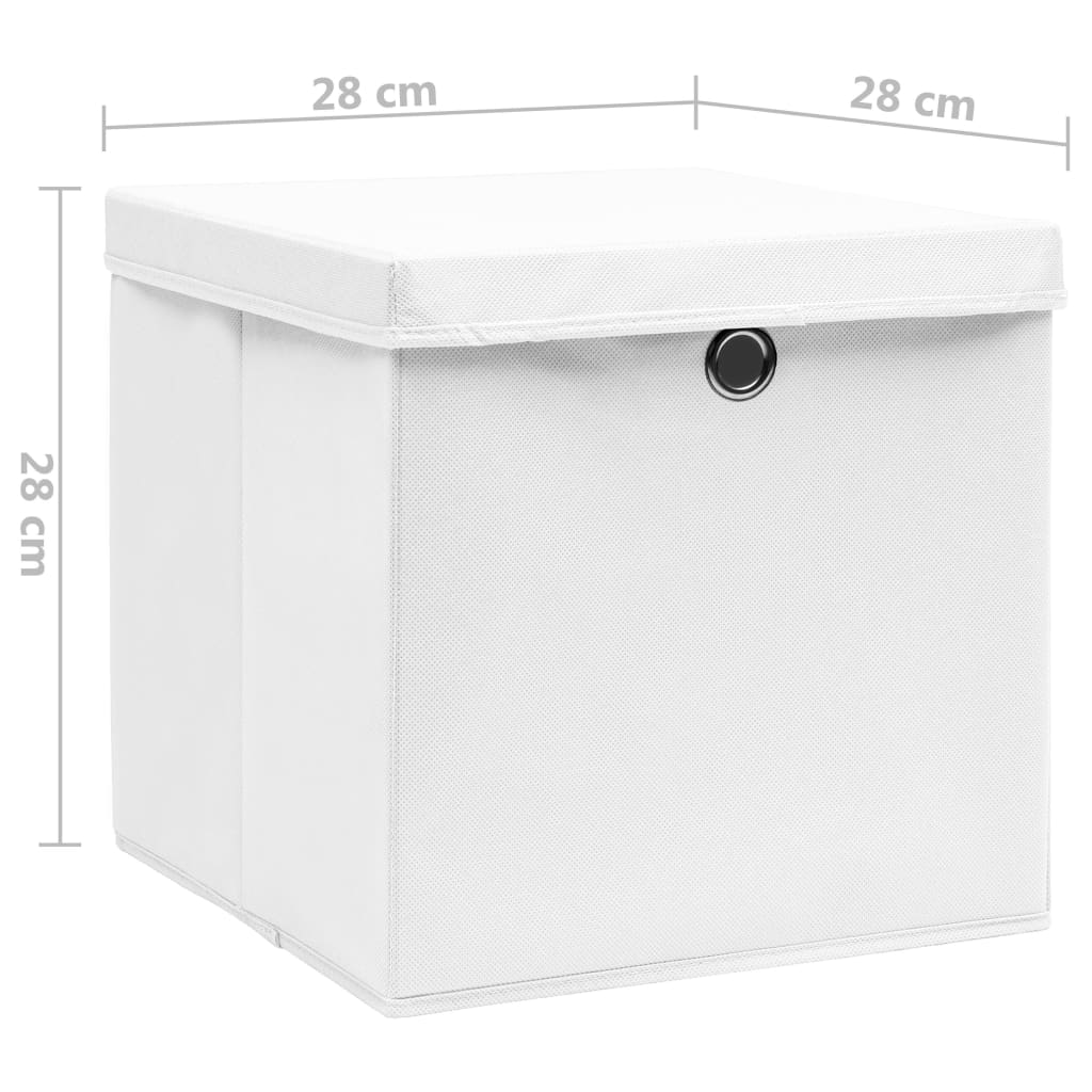 vidaXL Storage Boxes with Covers 4 pcs 28x28x28 cm White