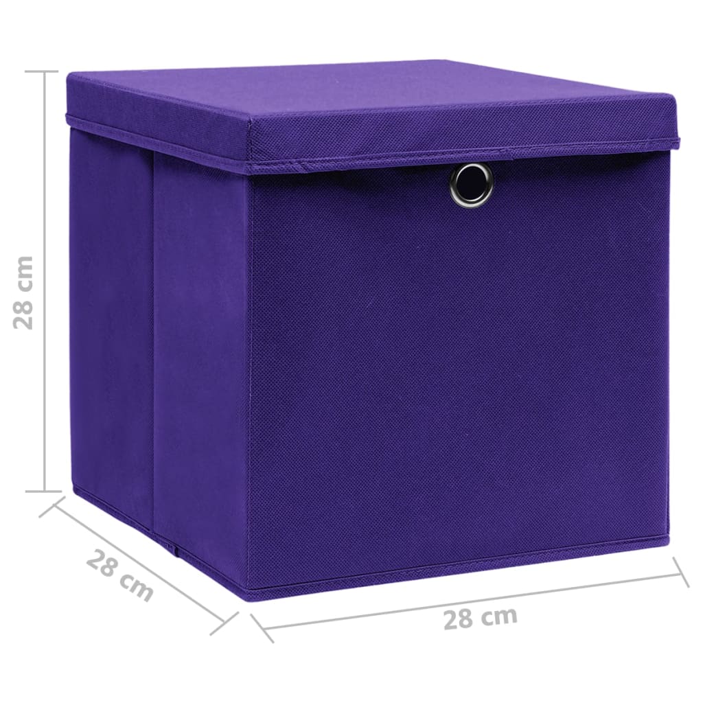 vidaXL Storage Boxes with Covers 4 pcs 28x28x28 cm Purple