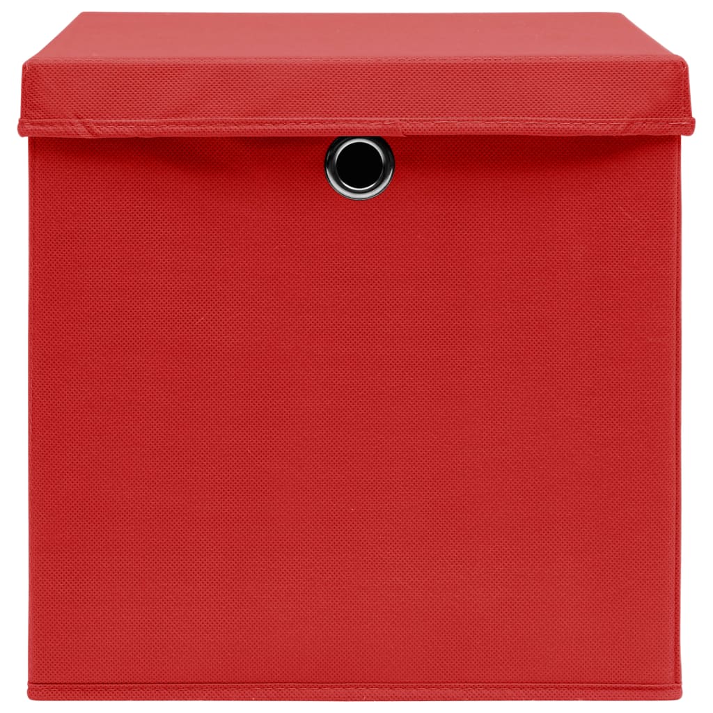 Storage Boxes with Covers 10 pcs 28x28x28 cm Red
