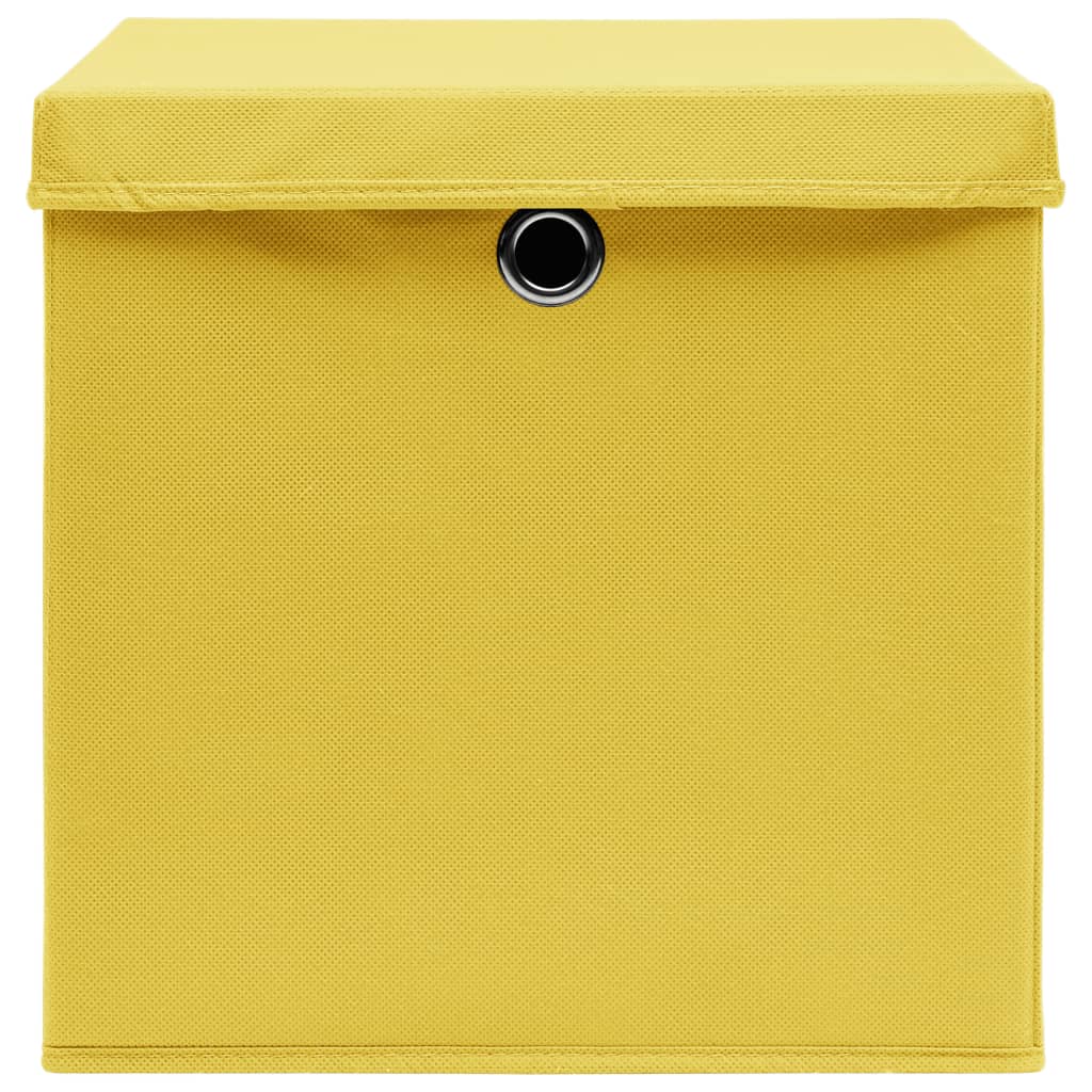 Storage Boxes with Covers 4 pcs 28x28x28 cm Yellow