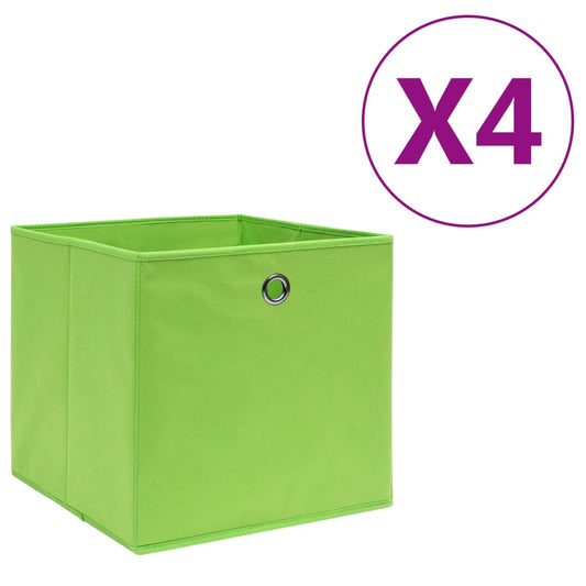 vidaXL Storage Boxes 4 pcs Non-woven Fabric 28x28x28 cm Green